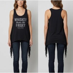 Ole Red Fringe Tank Top Womens S Black Whiskey Makes Me Frisky Graphic Racerback